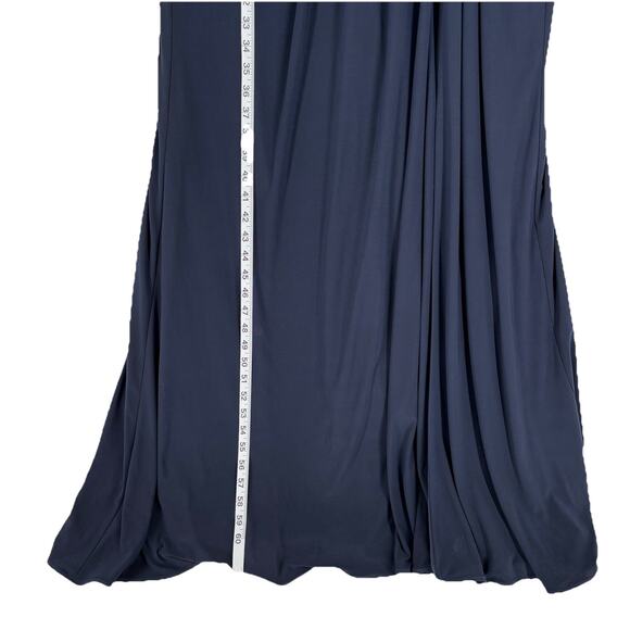 Ieena Mac Duggal Blue Faux Wrap V Neck Cap Sleeve Beaded Gown Size 14 Read - Picture 7 of 14